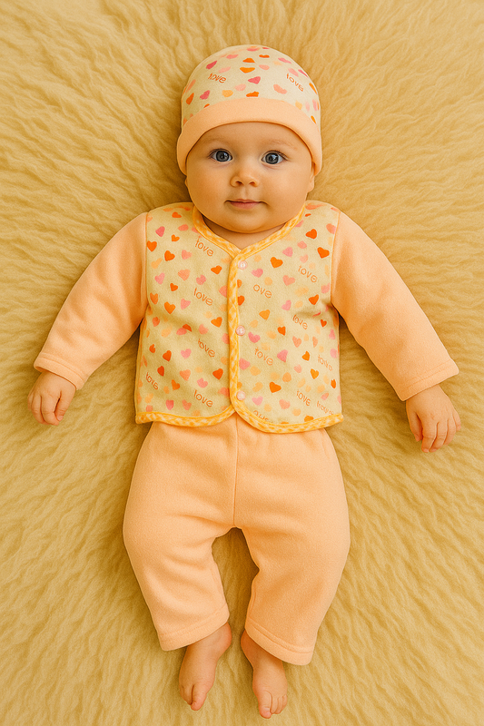 Heart Print 3 Piece Sleeper Suit Starter Set