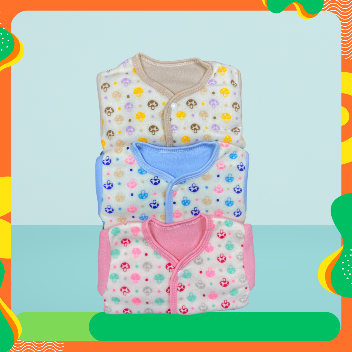 Mushroom Print 3 Piece Sleeper Suit Starter Set